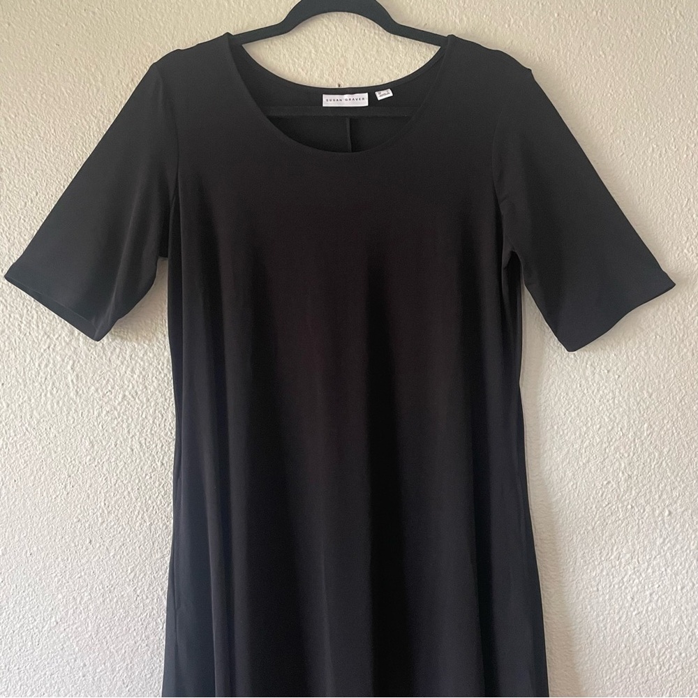 Susan Graver Liquid Knit Slinky Dress Women’s M Black Pull On Stretch Corporate - Picture 3 of 11